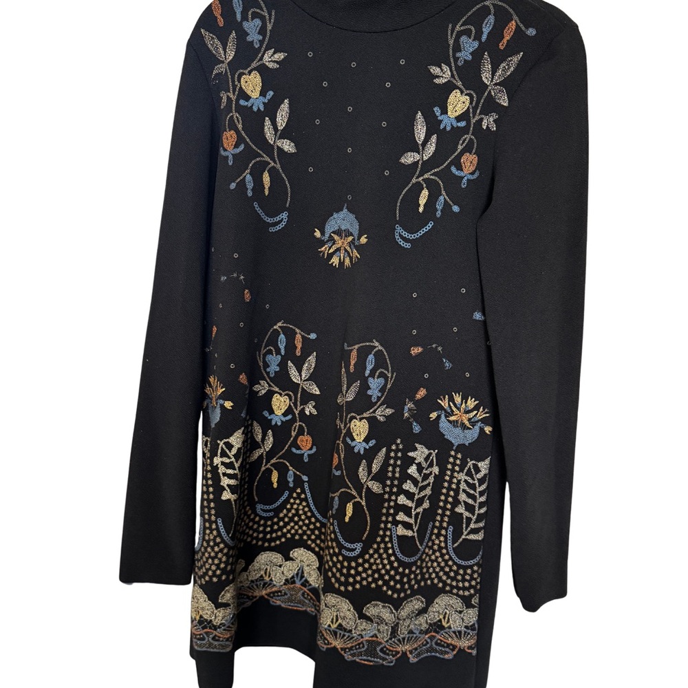 Zara Black Tunic with Colorful Embroidery